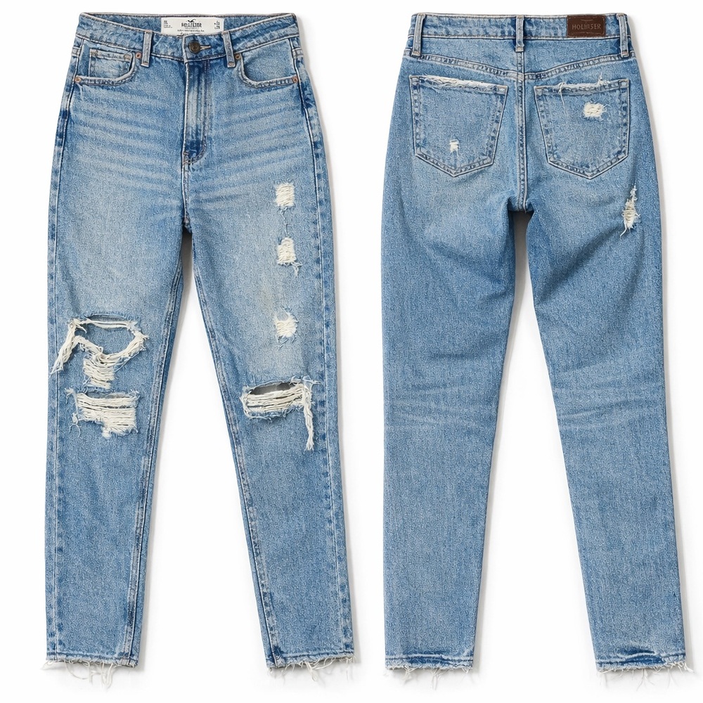Hollister Curvy Mom Jeans Distressed‎ Blue High Rise 26 Indie Y2K